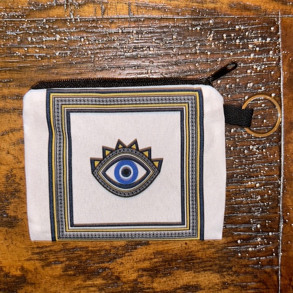 NEW Evil Eye White and Navy Blue Miniature Bag / Coin Purse - Picture 1 of 4